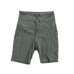 MOVE THEOLOGY Green Cheetah Print Drawstring Athletic Shorts Size S